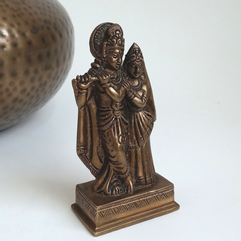 Solid Brass Antique / Vintage Figurine Sculpture from India 4 1/2” - Picture 2 of 13